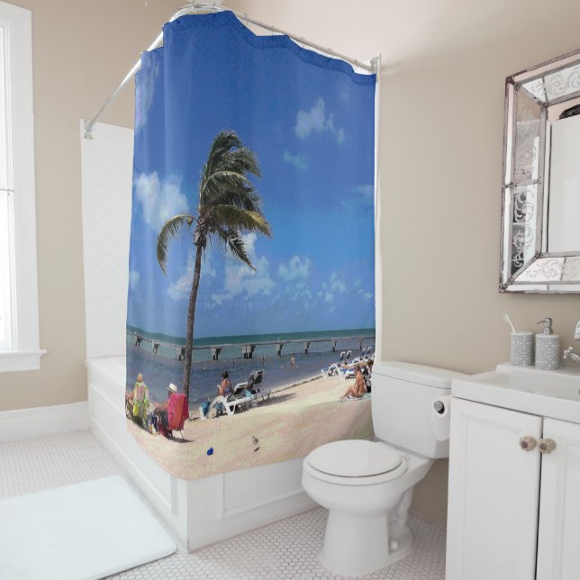 Beach with Coconut Palm Shower Curtain (In Situ)