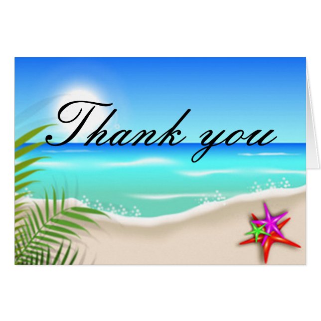 Beach With Colourful Starfish Thank You Card (Front Horizontal)