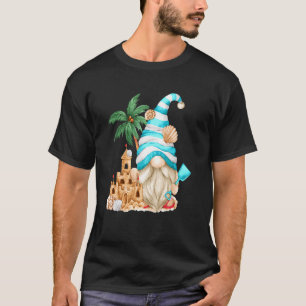 Beach   With Flip Flops And Sand Castle     Gnome  T-Shirt