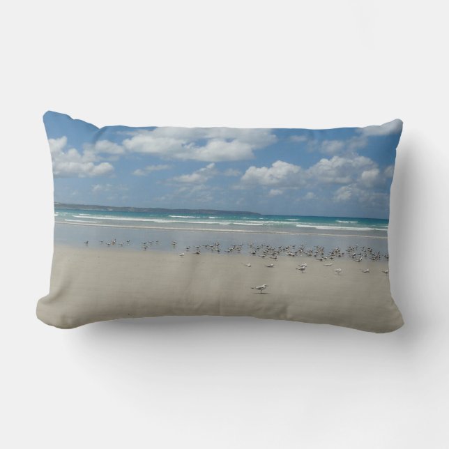 Beach with Seagulls Lumbar Cushion (Front)