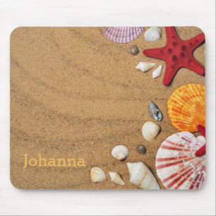 Beach With Starfish on Sand Mouse Pad