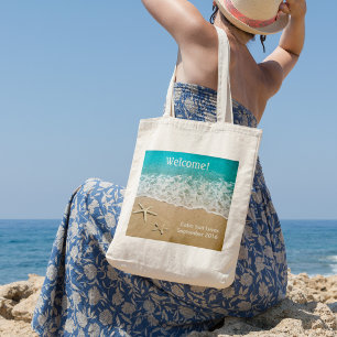 Beach With Starfish on Sand Tote Bag