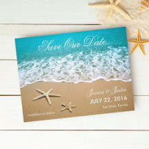 Beach With Starfish Save the Date Card