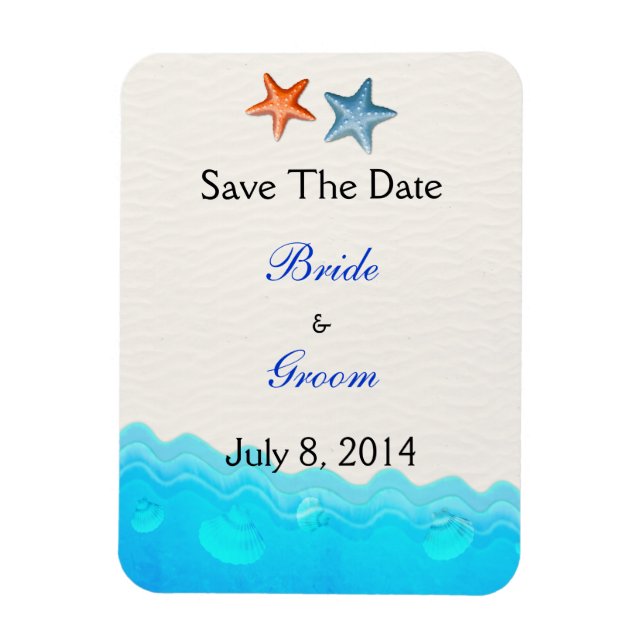 Beach With Starfish Save The Date Magnet (Vertical)