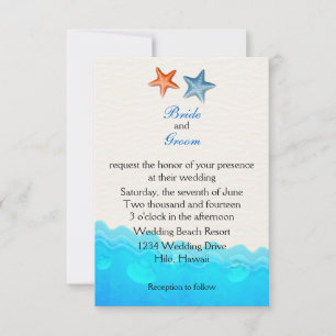 Beach With Starfish Wedding Invitation
