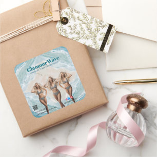 Beach Women in Swimwear Branding Boutique Summer Square Sticker