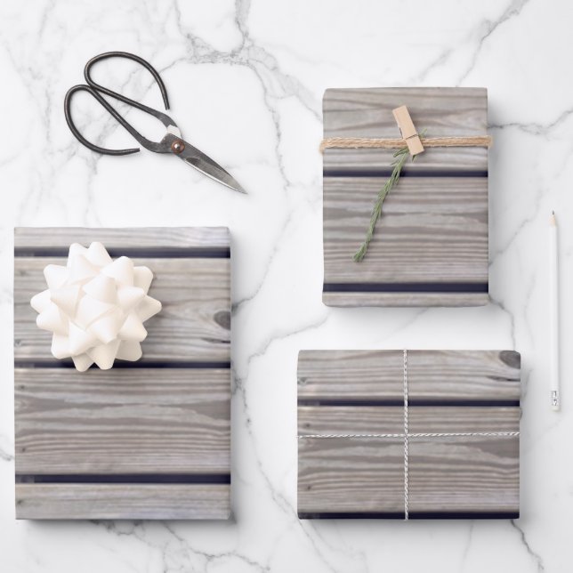 Beach Wood Planks Wrapping Paper Sheet (Front)