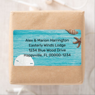 Beach Wood Sand Dollar Seashells Shipping Labels