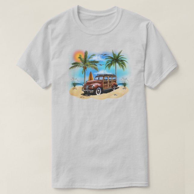 Beach Woody Wagon T-Shirt (Design Front)