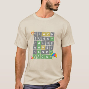 Beach Word Art Summer Vacation Word Puzzle T-Shirt