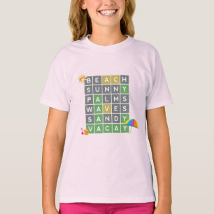 Beach Word Art Summer Vacation Word Puzzle T-Shirt