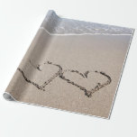 Beach Wrapping Paper Sand Hearts Beach Wedding<br><div class="desc">Beach Wrapping Paper Sand Hearts Beach Wedding</div>