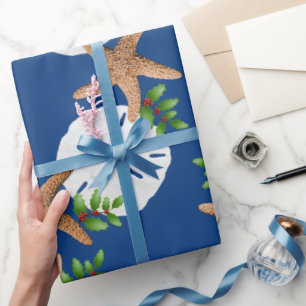 Beach Wreath Large Pattern Christmas Wrapping Paper