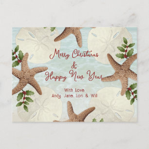 Beach Wreath Sand Dollars Christmas Postcard