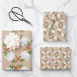 Beach Wreath Sea Stars Sand Dollars Sand Tan Wrapping Paper Sheet<br><div class="desc">Set of three wrapping paper sheets with beach Christmas patterns.  White sand dollars and brown sea stars make a wreath shape which forms a pattern in varying sizes over paper beach sand tan colour.  The sheets will arrive rolled so the paper will not be creased.</div>