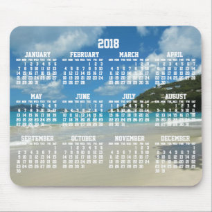 Beach Yearly Calendar 2018 Mouse Pads