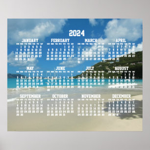 Beach Yearly Calendar 2024 With Photo Poster