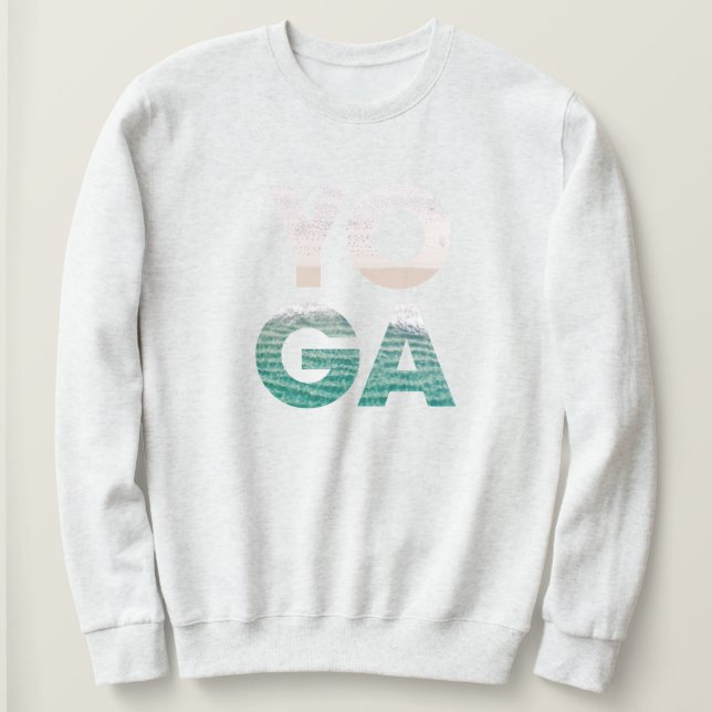 Beach Yoga Coastal Scene Sweatshirt (Design Front)