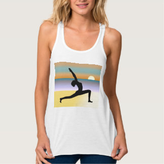 Beach Yoga Pose Silhouette Womens Tank Top