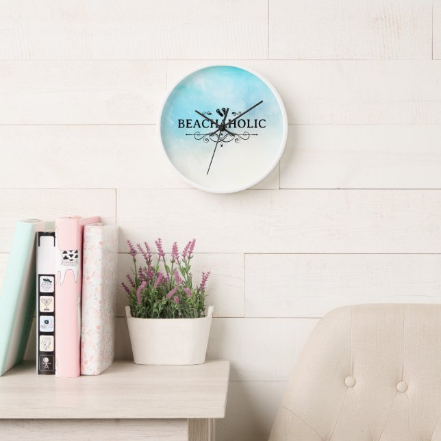 Beachaholic Watercolor Beach Clock (Reading Room)