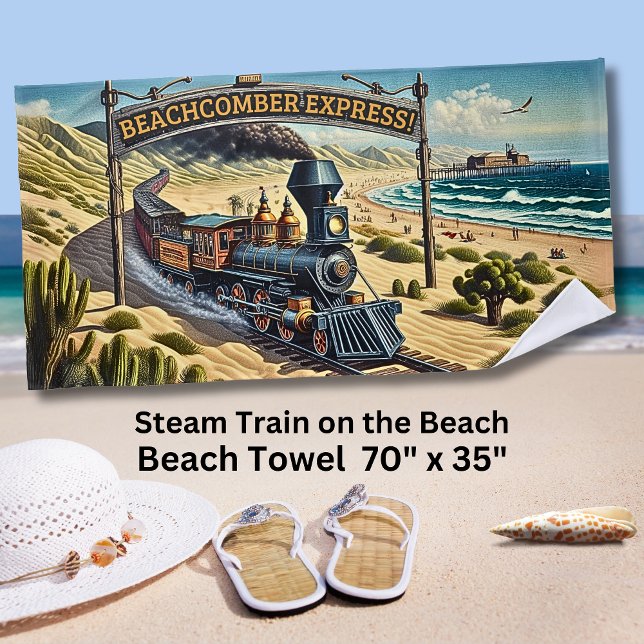 Beachcomber Express Vintage Steam Train  Beach Towel (Creator Uploaded)