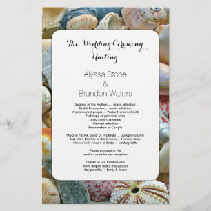 Beachcombers Seashell 5x8 Custom Wedding Program