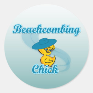 Beachcombing Chick #3 Classic Round Sticker