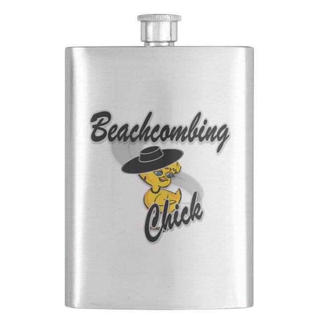 Beachcombing Chick #4 Hip Flask (Front)