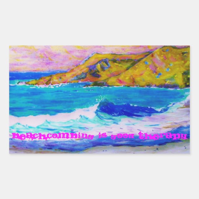 beachcombing is good therapy rectangular sticker (Front)