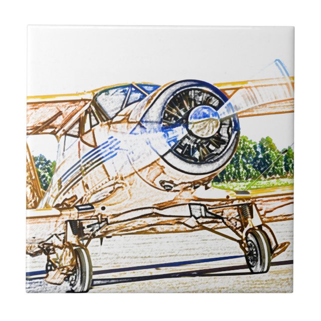 Beachcraft Staggerwing Vintage aircraft Tile (Front)