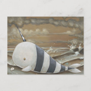 Beached Narwhal fantasy art postcard
