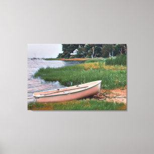 Beached Rowboat Among the Reeds Canvas Print