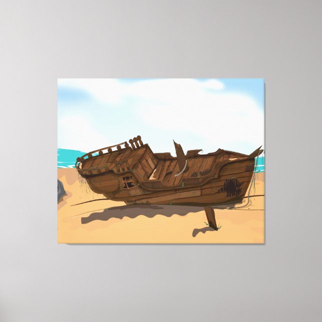 Beached Shipwreck Canvas Print (Front)