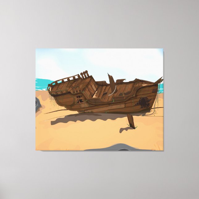 Beached Shipwreck Canvas Print (Front)