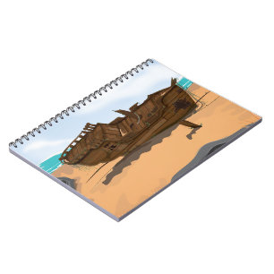 Beached Shipwreck Spiral Notebook