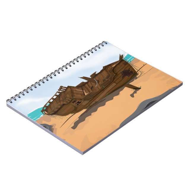 Beached Shipwreck Spiral Notebook (Left Side)