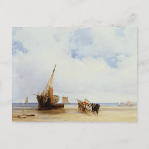 Beached Vessels and a Wagon near Trouville, c.1825 Postcard