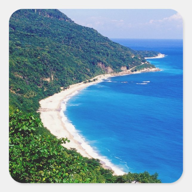 Beaches, Barahona, Dominican Republic, Square Sticker (Front)