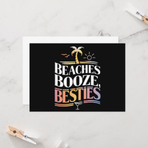 Beaches Booze & Besties Coconut Tree Summer  Invitation