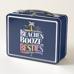Beaches Booze & Besties Coconut Tree Summer  Metal Lunch Box
