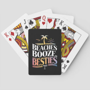 Beaches Booze & Besties Coconut Tree Summer  Playing Cards