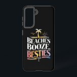 Beaches Booze & Besties Coconut Tree Summer  Samsung Galaxy Case<br><div class="desc">Beaches Booze & Besties Coconut Tree Summer Vacation</div>
