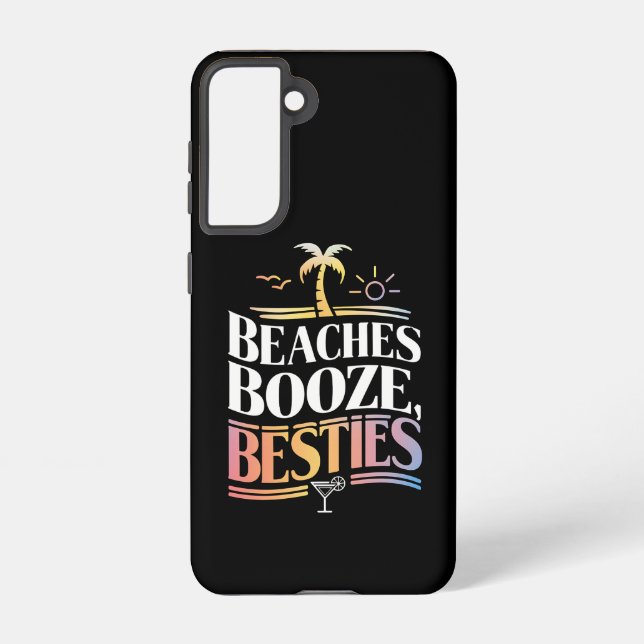 Beaches Booze & Besties Coconut Tree Summer  Samsung Galaxy S21 Case (Back)