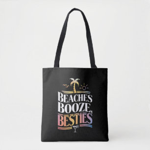 Beaches Booze & Besties Coconut Tree Summer Tote Bag