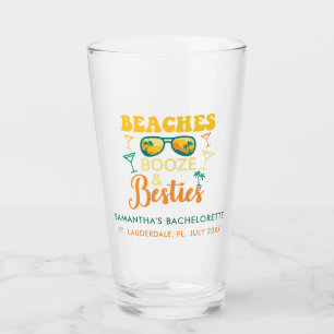 Beaches Booze Besties Custom Bachelorette Party Glass