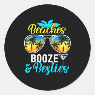 Beaches booze besties girls trip 2026 florida classic round sticker
