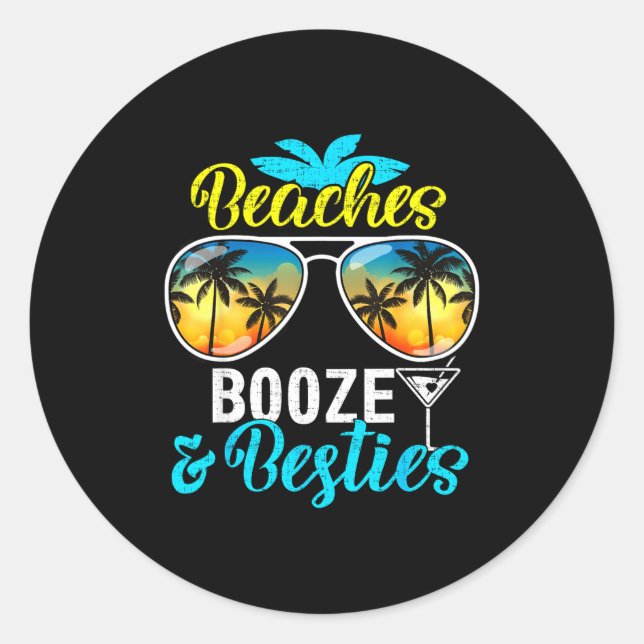 Beaches booze besties girls trip 2026 florida classic round sticker (Front)
