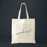 Beaches Booze Besties Girls Trip Custom Name Tote Bag<br><div class="desc">Personalised Girls Weekend Trip Custom Tote Bag with editable text and wording for your date,  destination or location,  name,  and fun quote like "beaches,  booze,  and besties" makes a fun and useful keepsake for your travel squad or bridesmaids.</div>