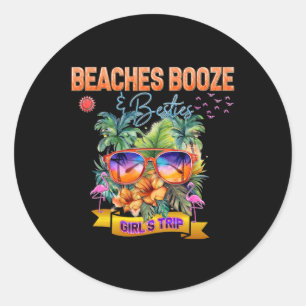 Beaches Booze Besties Myrtle Beach South Carolina Classic Round Sticker