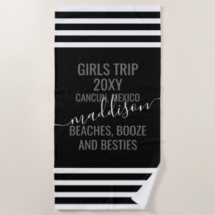 Beaches Booze Besties Personalised Bachelorette Beach Towel